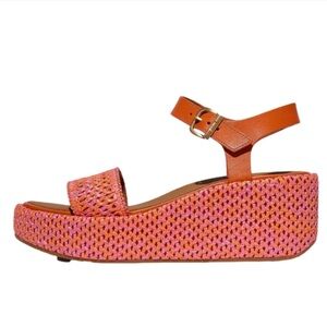 NWT FitFlop Women Platforms Woven Wedge Ankle-Strap Sandals